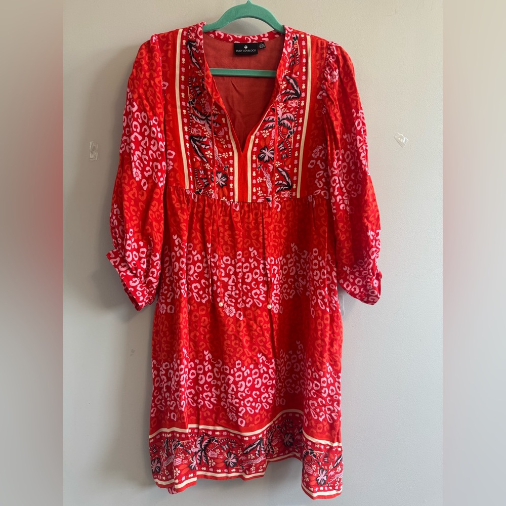 Emily Lovelock Red Boho Women's dress size Large